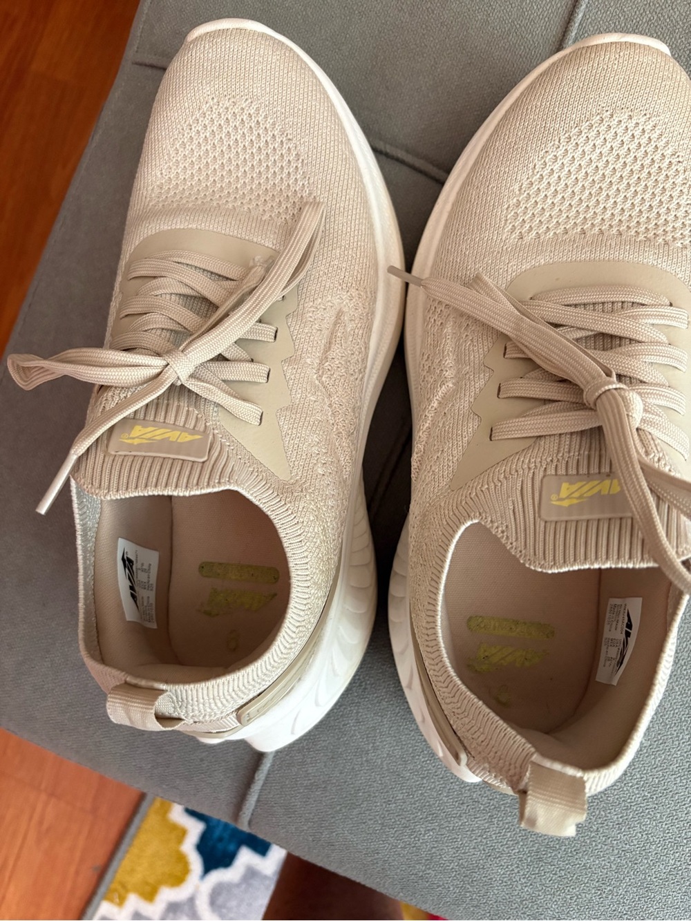 Avia Women's Beige and White Knit Running Shoes - Picture 3 of 3